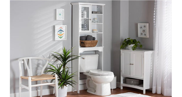 Modern and Contemporary White Finished Wood Over the Toilet Bathroom Storage Cabinet